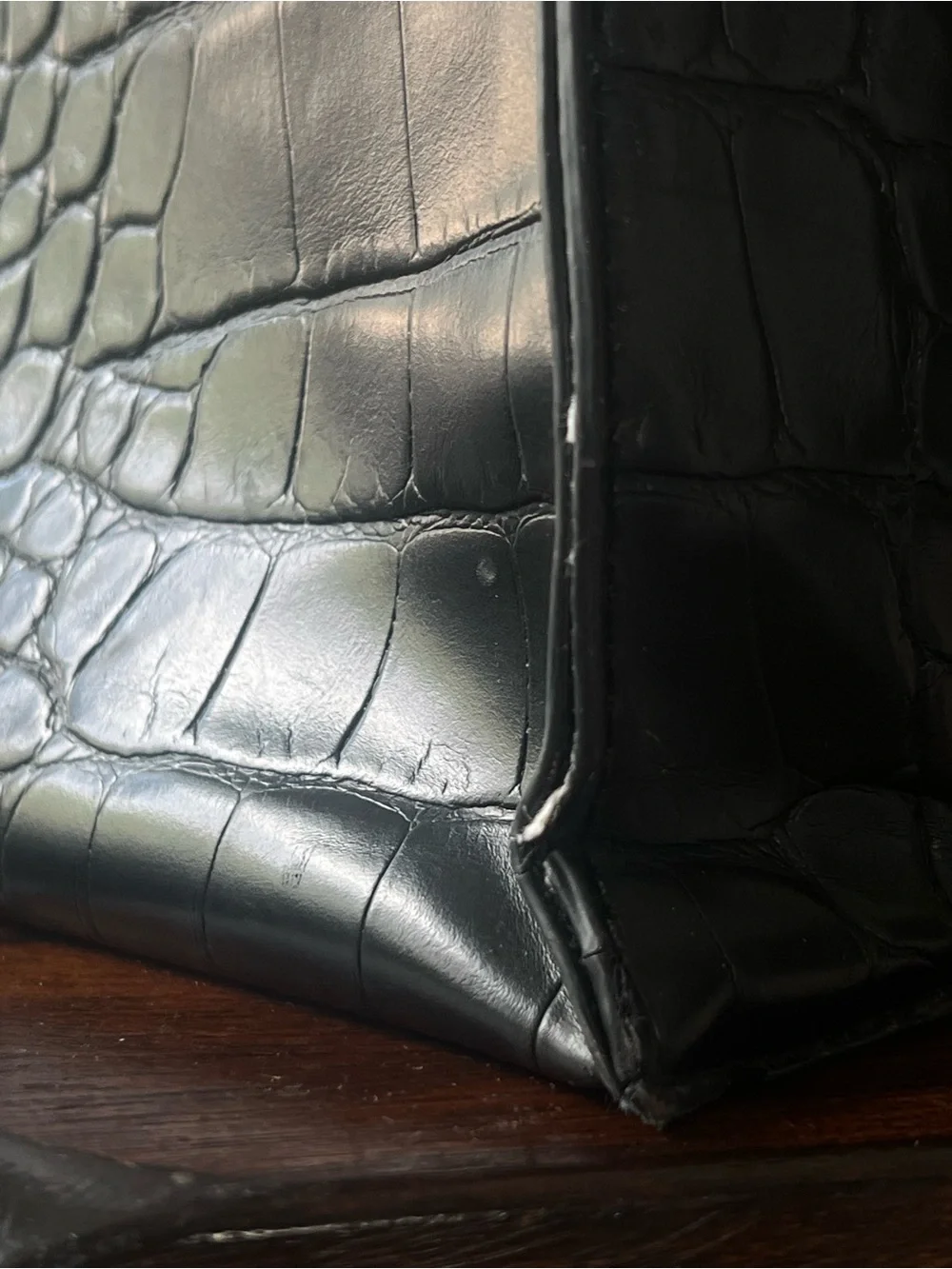 BEIS Black Croc Large Work Tote